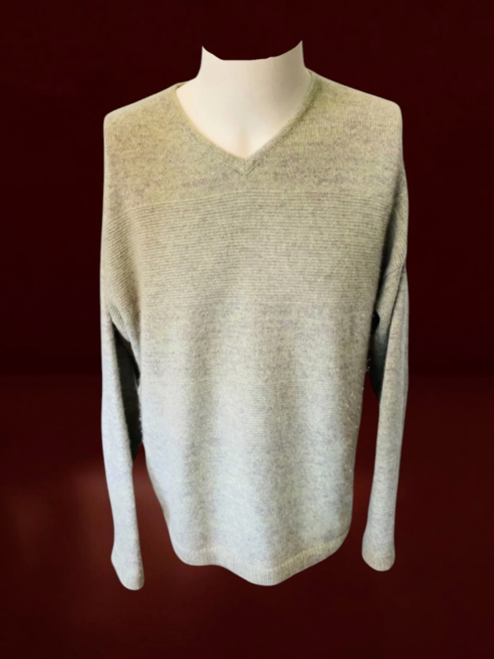 GRANT THOMAS 2-PLY CASHMERE Green Gray Sweater Size Large